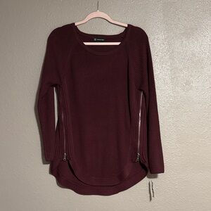 I.N.C. Burgundy Knit Sweater with Zipper Accents